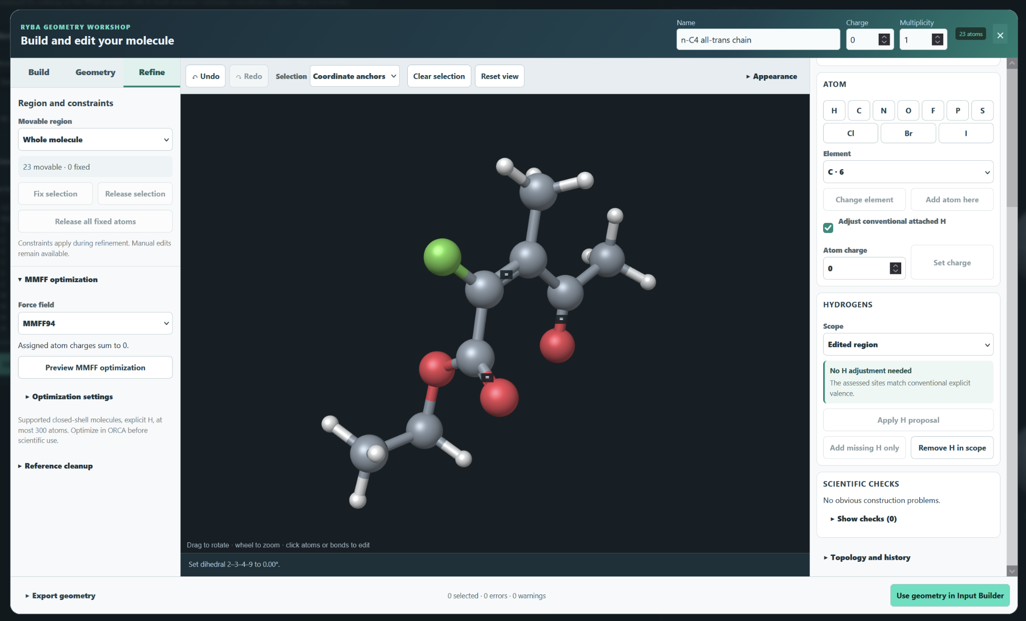 Stick Figure Inspect RYBA — ORCA Input Generator & Output Analyser